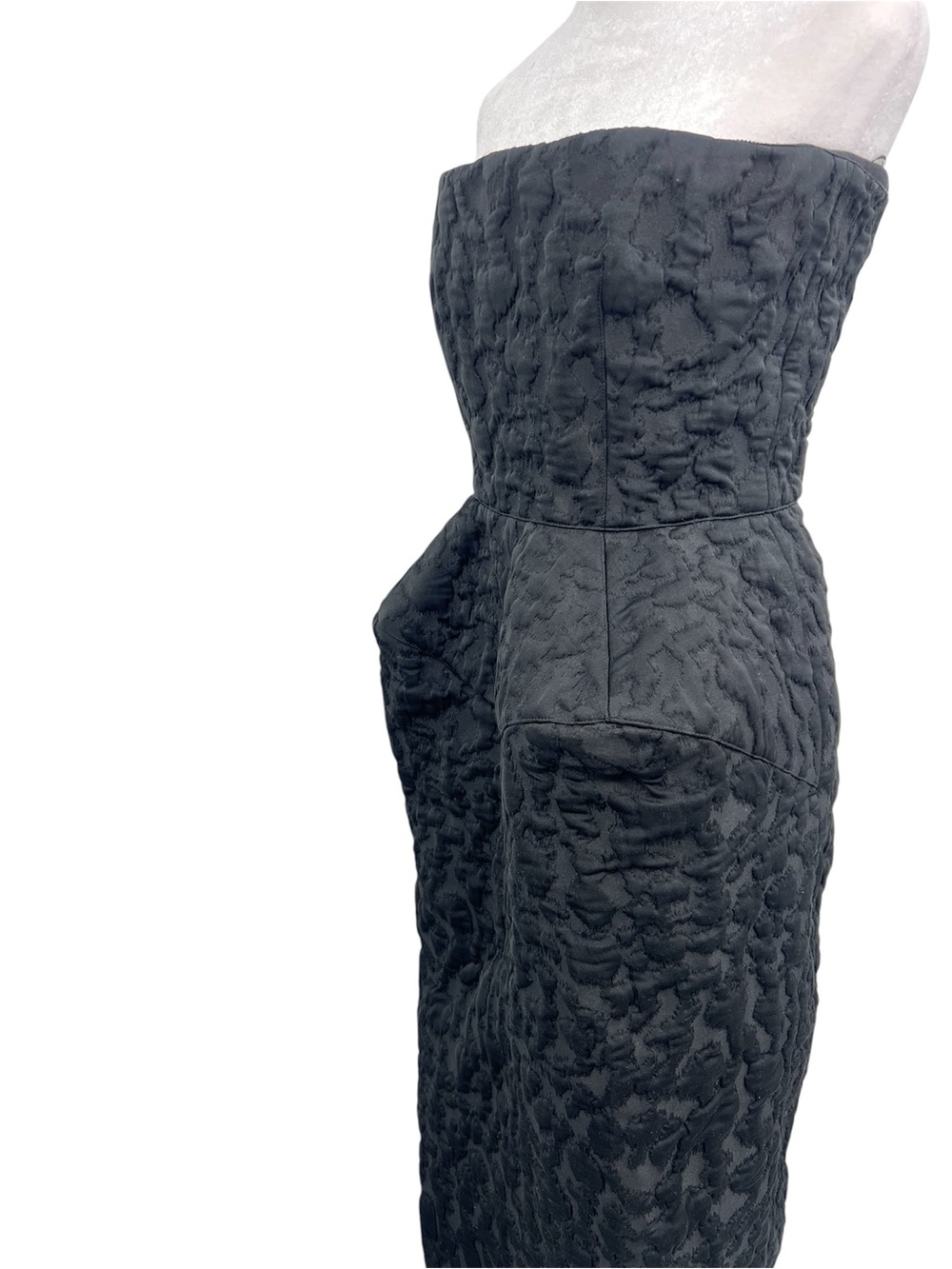 Maison Rabih Kayrouz maxi dress structured hips textured black 40FR/ 8US